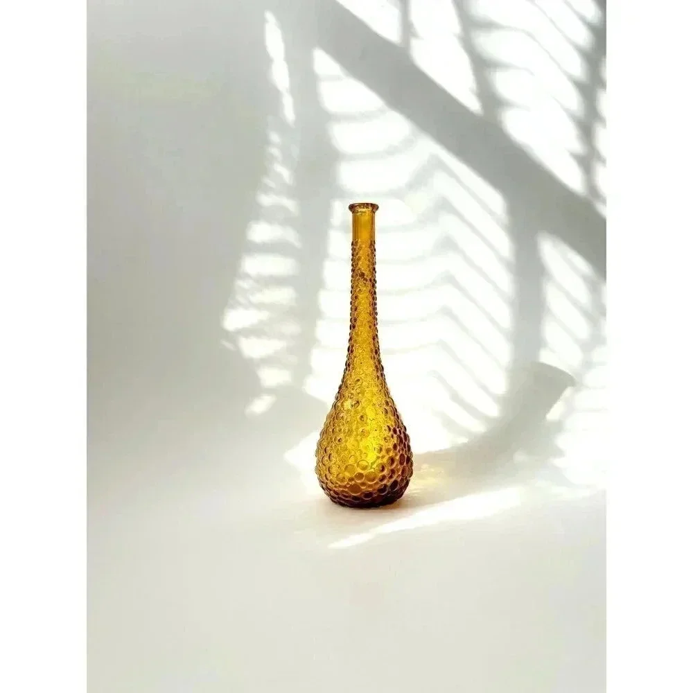 Vintage Amber Empoli Bubble Genie Decanter Bottle - Midcentury Modern